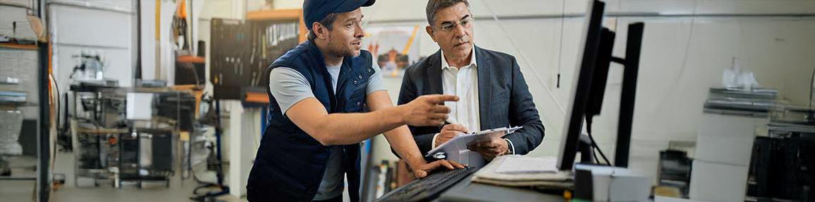 Manager analyzing industry data